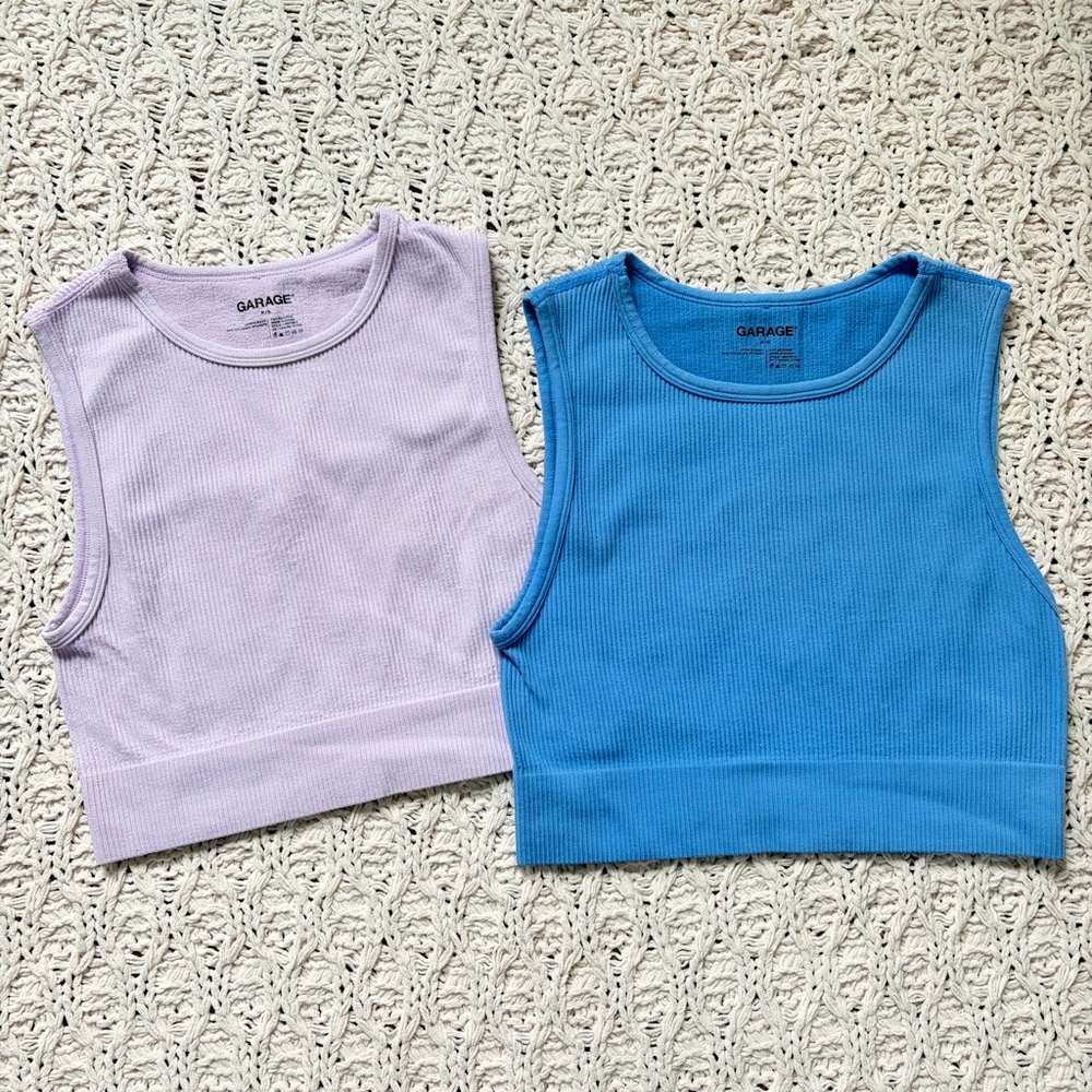 Set of 2 Garage Tops - Garage Ribbed Crop Tops